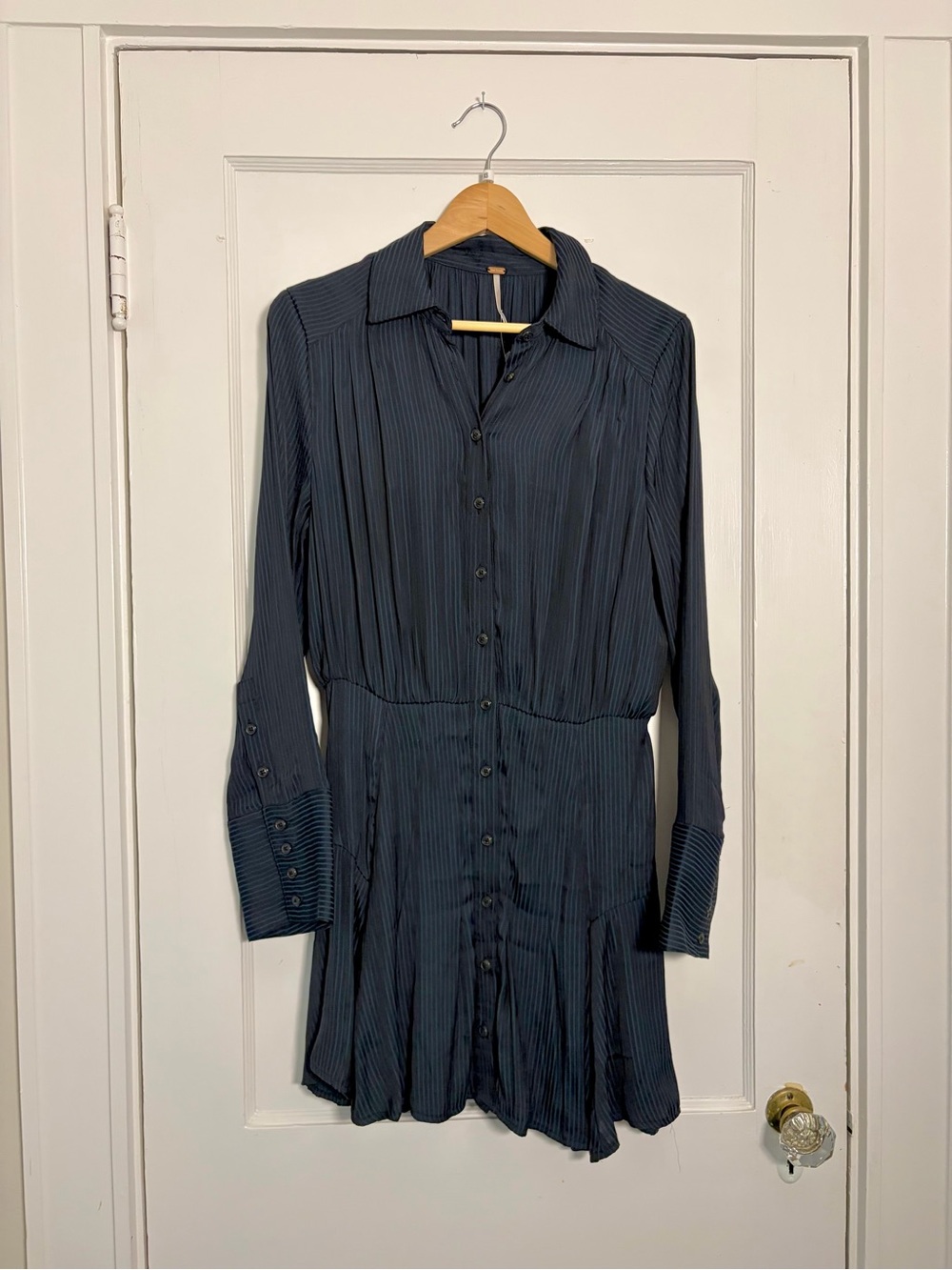Free People Striped Long-Sleeve Button Dress